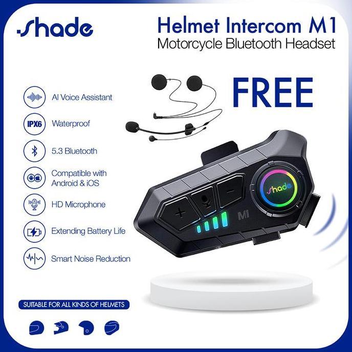 tamiyangaleri - shade headset helm bluetooth / headphone helm bluetooth / intercom motor / headset b