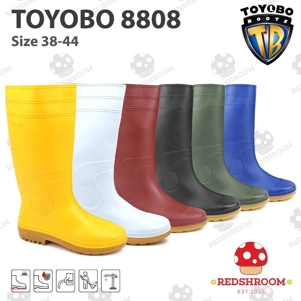 Sepatu Boot Tinggi TOYOBO 8808 Putih Maroon Kuning Hijau Biru Hitam Karet Lokal Lentur Anti Slip Air