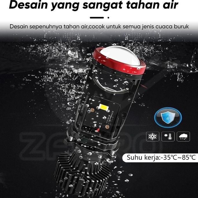 Zacro Y7D Lampu Led Mobil Dan Motor H4 Mini Projector Projie Super Bright 50 Watt Dilengkapi Kipas /