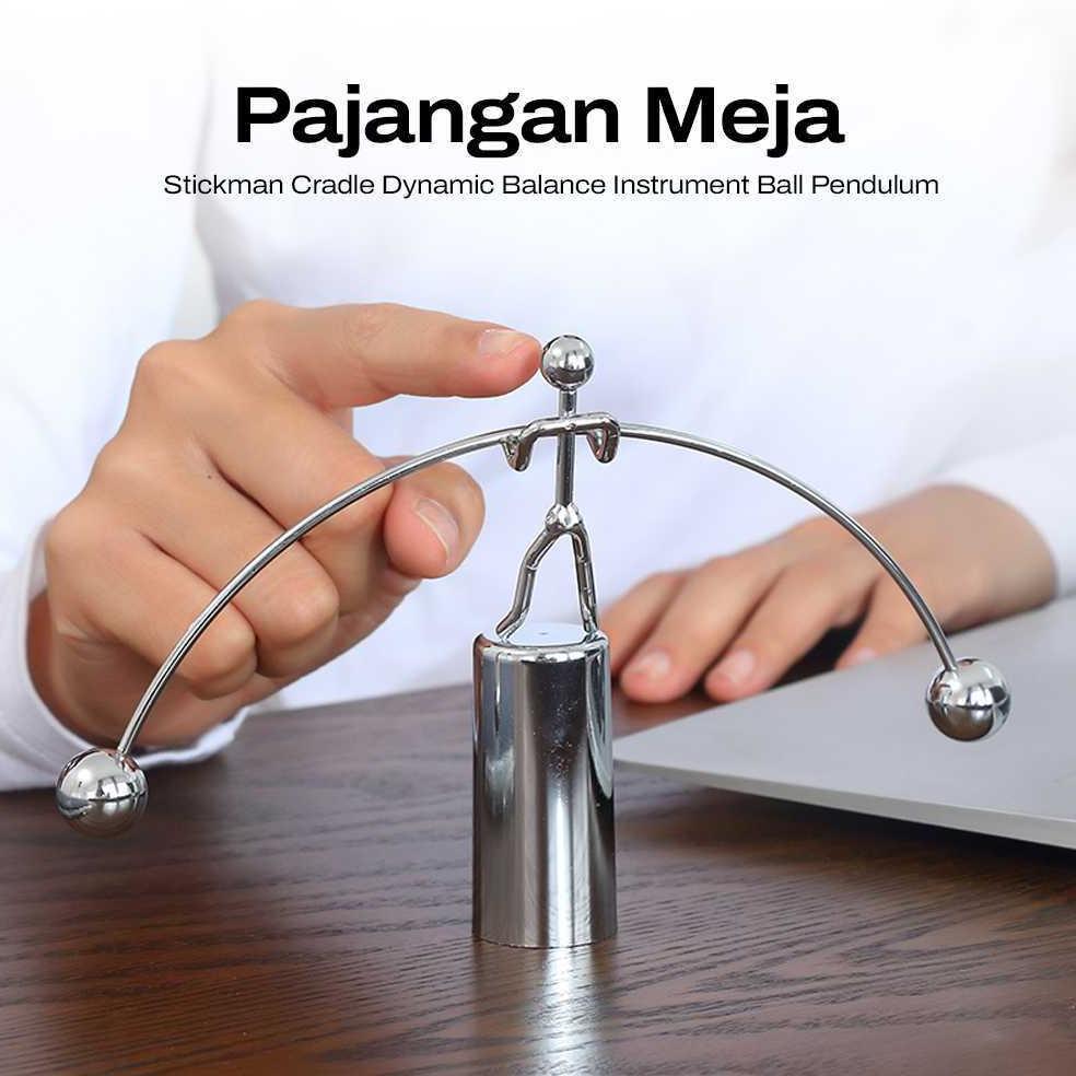 Pajangan Meja Stickman Pendulum - Alat Dinamis dengan Bola Seimbang