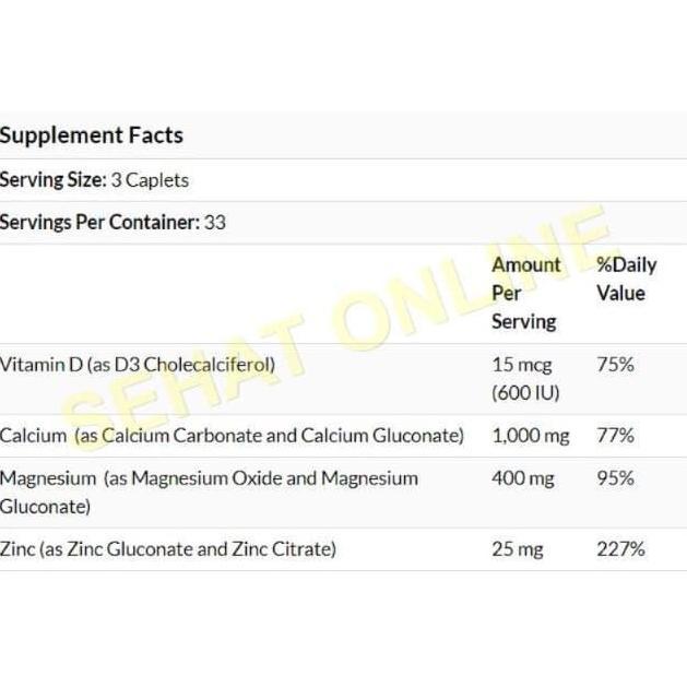 NATURE'S BOUNTY CALCIUM MAGNESIUM ZINC 100 KAPLET