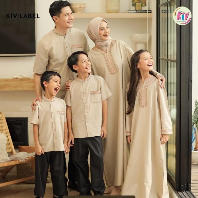Kiv Sarimbit Cream Bayanaka Series Lebaran Baju Muslim Raya Keluarga Family Set Couple Gamis Pasanga