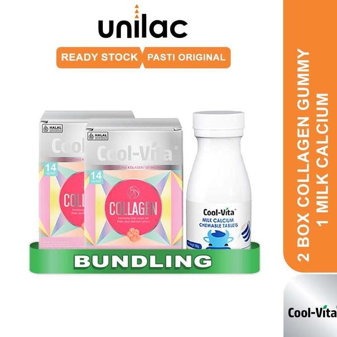 Coolvita Bundling Collagen Gummy + Coolvita Milk Calcium 1 Botol Peninggi Badan | Coolvita Collagen 