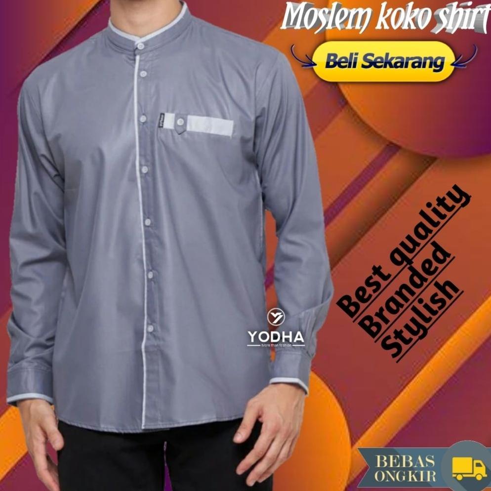 DISKON BAJU KOKO PRIA PUTIH KEMKO LIST POLOS PRIA PANJANG BAJU KOKO DEWASA BASIC SHANGHAI SERAGAM PO