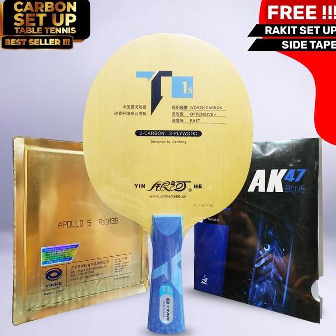TERLARIS Setup Tenis Meja Pingpong Yinhe T1s Yinhe Apollo 5 Palio AK47 Blue