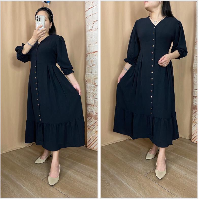 terbaru felin midi dress crinkle airflow premium import