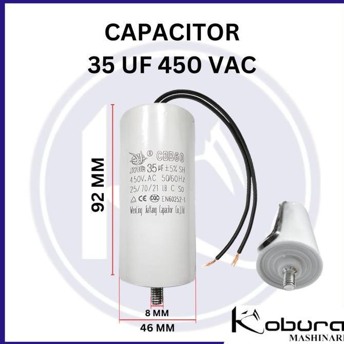 Capacitor CBB60 Kapasitor 35 UF 450 VAC Baut Untuk Mesin Elektromotor Kompressor Angin Portable