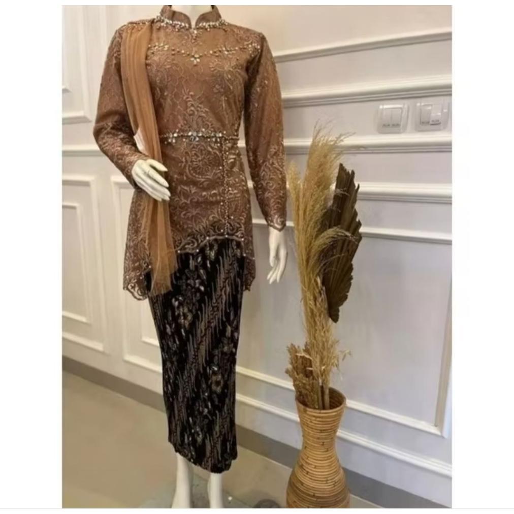Hot Deals One Set Kebaya Cantik Atasan Baju Kebaya Butterfly Payet Tille Selendang Jumbo Xxxxl Ld 13