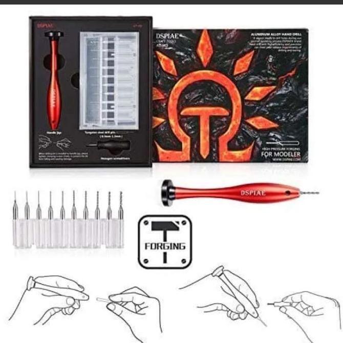 BEBAS ONGKIR - SET BOR TANGAN MANUAL & 10pcs MATA BOR  (0.3-1.2mm) DSPIAE AT-HD