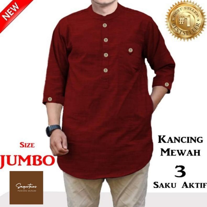 BEST SELLER BAJU KOKO QURTA MUSLIM TRIKHAN JUMBO PRIA KANCING MEWAH