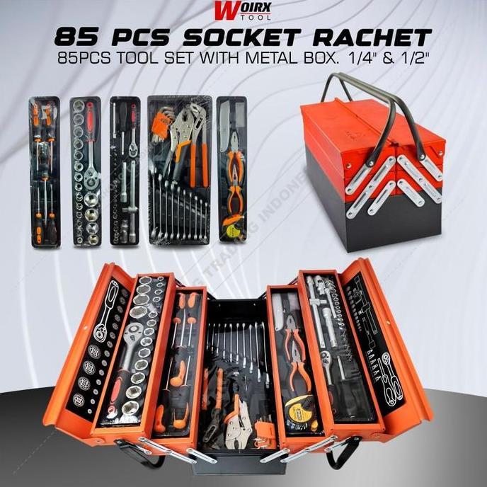 febylaran - tool set 85 pcs tool kit 85pcs kunci sock set perkakas bengkel rumah lengkap woirx tool