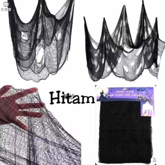 Festwid- Dekorasi Halloween/Tirai Darah/Tirai Halloween Kain Bloody Crepe