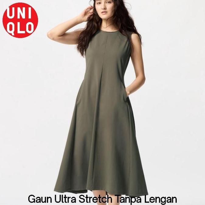 Promo UNIQLO AIRism Dress Gaun Tanpa Lengan Ultra Stretch A Line ORIGINAL Jastip Diskon