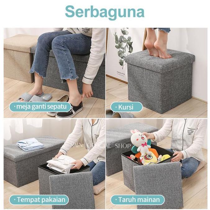 Instancodbisa- Kursi Box Storage Box Sofa Bangku Lipat Tempat Pakaian Persegi Panjang