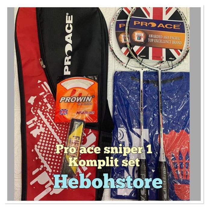 Promo Raket Badminton PRO ACE SNIPER 1 komplit set +tas ORIGINAL Diskon