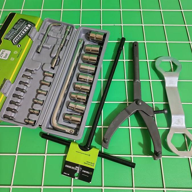 febylaran - paket bongkar cvt komplit full set 4pcs treker tahanan kopling matic+ kunci pully 39x41 