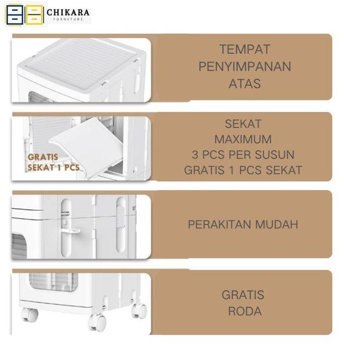 Instancodbisa- Chikara Lemari Lipat Susun Plastik Oleora Lemari Pakaian Plastik Serbaguna Lemari Por