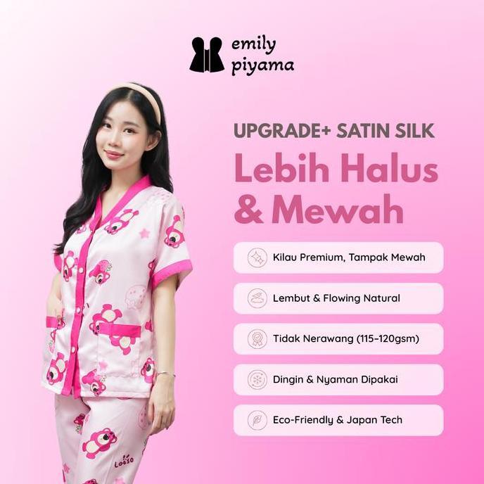 Promo  Emily Piyama Baju Tidur Set Piyama Model Lotso B Kancing Depan Premium Pakaian Tidur Wanita D