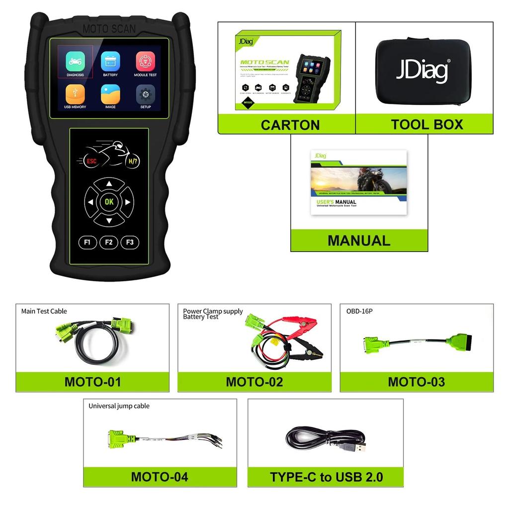 JDiag M100 Pro Motorcycle Diagnostic Tool OBD OBD2 Scanner Code Reader For BMW KTM Honda Kawasaki Ya