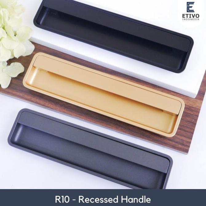 Futhead- Etivo R10 Recessed Handle Pair Black | Tarikan Laci Tanam Gagang Lemari