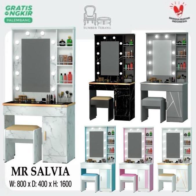 MR SALVIA Meja Rias Lampu LED Minimalis Meja Rias Marble Meja Makeup Dressing Table Meja Rias Pink M