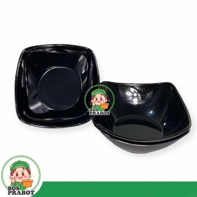 Instancodbisa- Mangkok Melamin Kotak 7 Inch 6 Pcs / Mangkok Melamin Mie Melamin Hitam  / Mangkok Bak