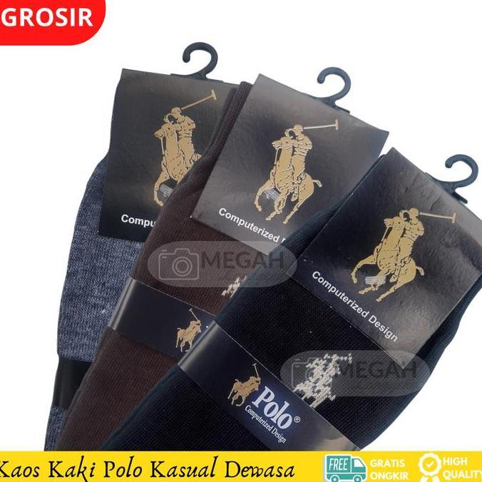 Daeloos - Grosir 6 Pasang Kaos Kaki Motif Pria Dewasa, Panjang Sebetis, Warna Hitam, Coklat dan Navy
