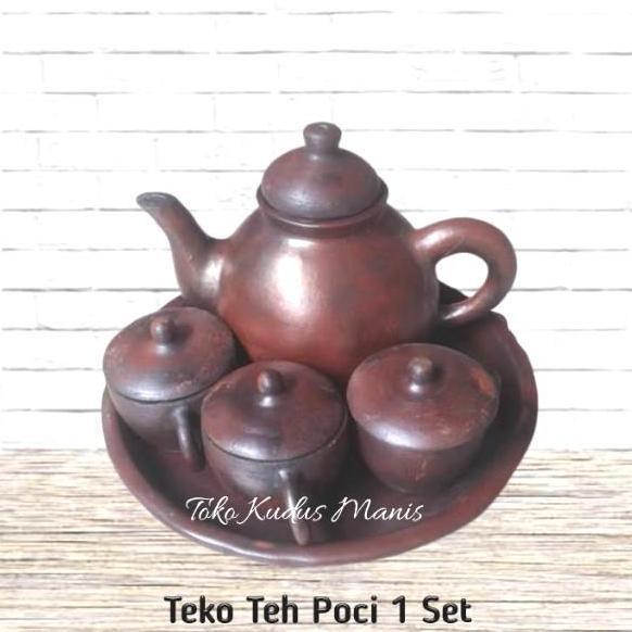 Bestone- Teko Teh Poci 1 Set 3 Cangkir / Teko Poci Set / Teko Tanah satu set