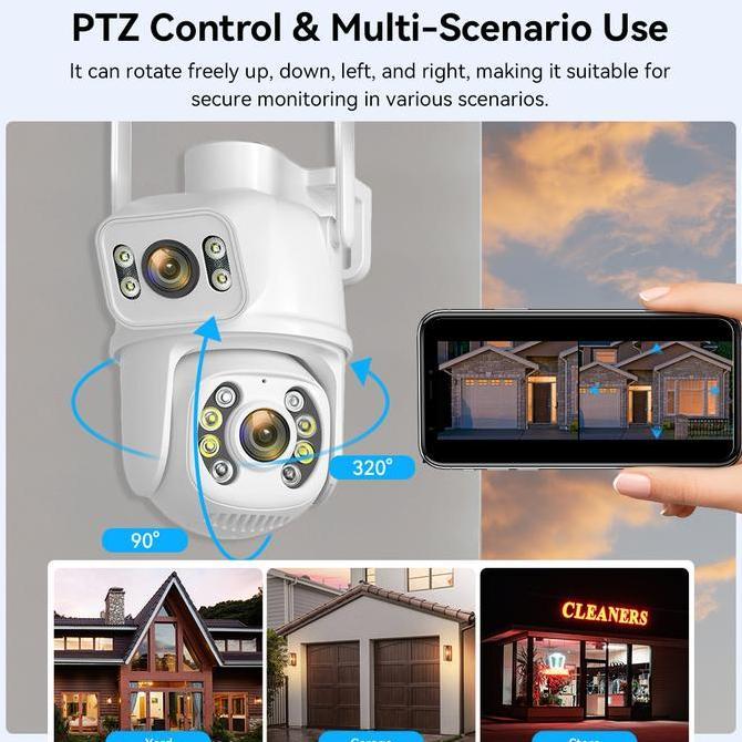 Instancodbisa- Hamrol 4K 8Mp Kamera Wifi Ptz Dual Lens With Dual Screen Smart Wireless Camera  Auto 