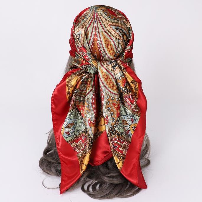 Depama_t - 90*90cm Scarf pola jambu mete klasik eropa dan amerika syal wanita selendang trendi dan s