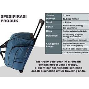 Tas Pakaian Trolly Bag Polo Gear 8827 Bahan Kanvas Ukuran Kabin