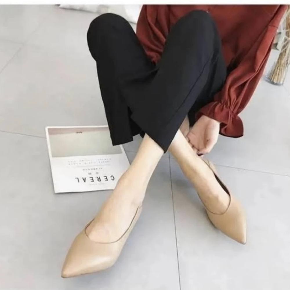 terbaru bellvania flat shoes wanita kekinian korean style hitam polos