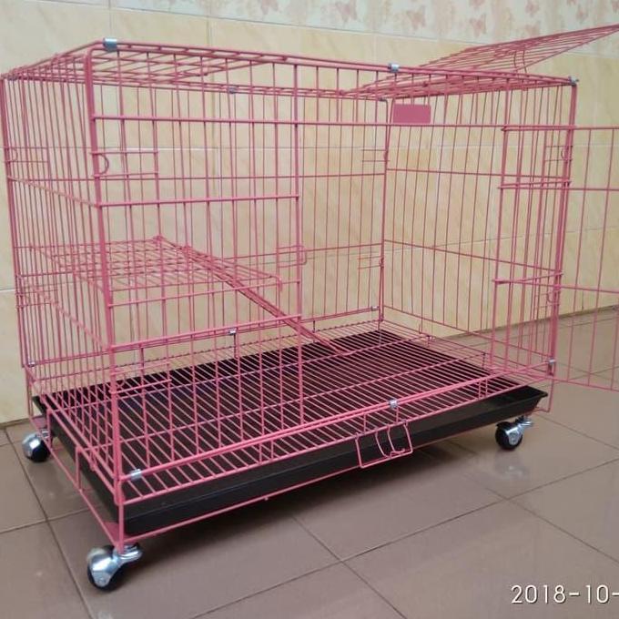 Kandang kucing lipat tingkat dengan RODA ukuran 75
