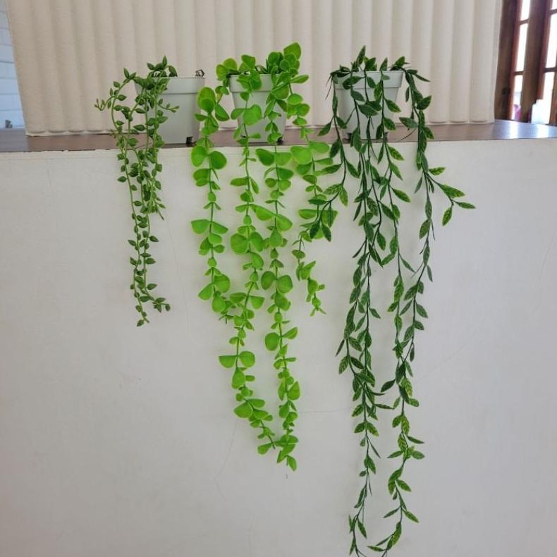 Murah Daun Juntai Plastik + Pot || Daun Juntai Artificial