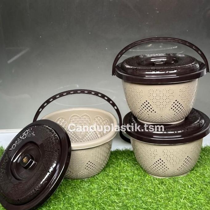 Barunih- [6 Pcs] Sangku Jinjing Wakul Tutup Love Surya Plast | Berkat Hajatan/ Love Cappucino Rotan 