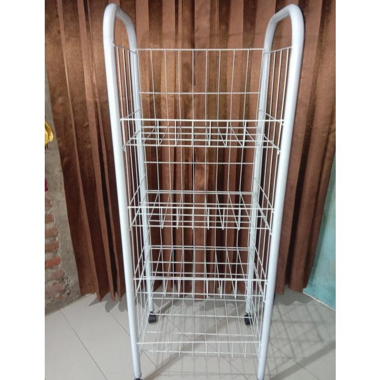 Bergaransi Rak Chiki Roda/Rak Display/Keranjang Chiki/Rak Jajan/Rak Serbaguna 4 Susun Pakai Roda/Rak