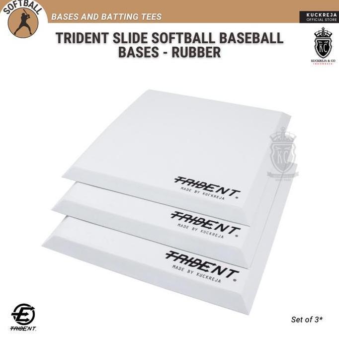 TERMURAH - Trident Slide Softball Baseball Bases - Rubber (Set of 3)
