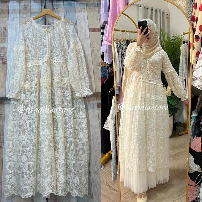 DF62 - Raya Outer Long Tunik Lace Premium Bisa Beli set maupun terpisah