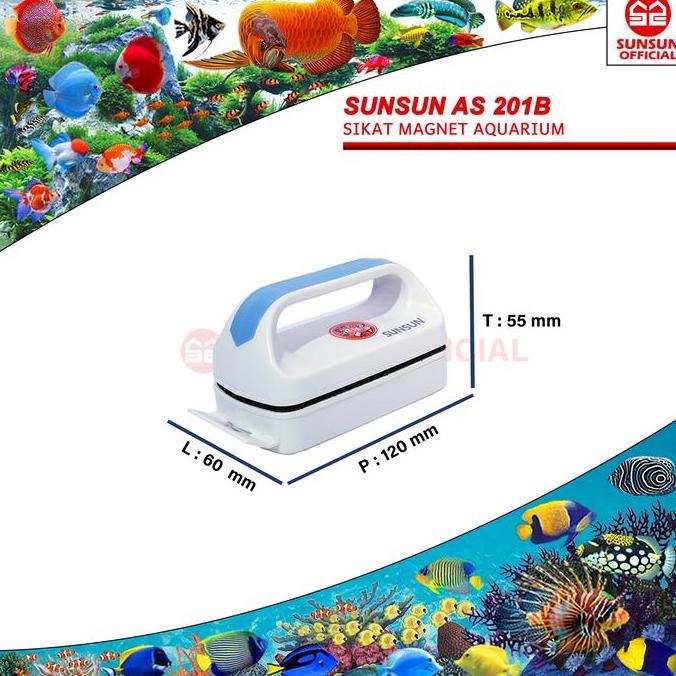 NEW SUNSUN AS 201B / 202B / 203B SIKAT MAGNET PEMBERSIH KACA AQUARIUM