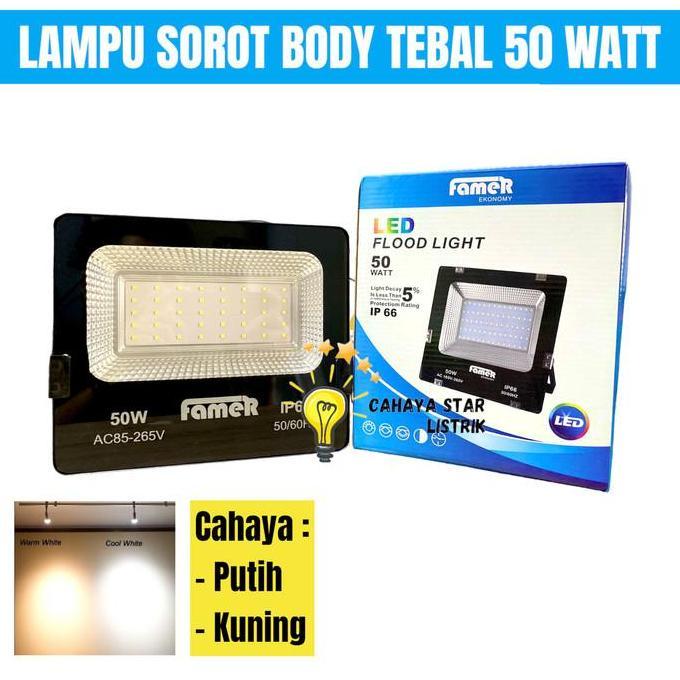 EMICO LAMPU SOROT LED 50WATT / FLOODLIGHT OUTDOOR LAPANGAN