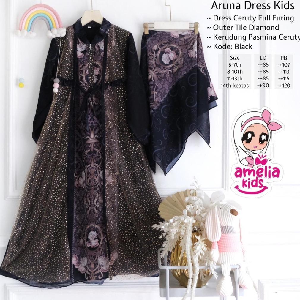 BEST SELLER [[ NEW ARRIVAL ]] ZEFANYA TIVANIA ARUNA SET KIDS SETELAN GAMIS LEBARAN ANAK MODEL TERBAR