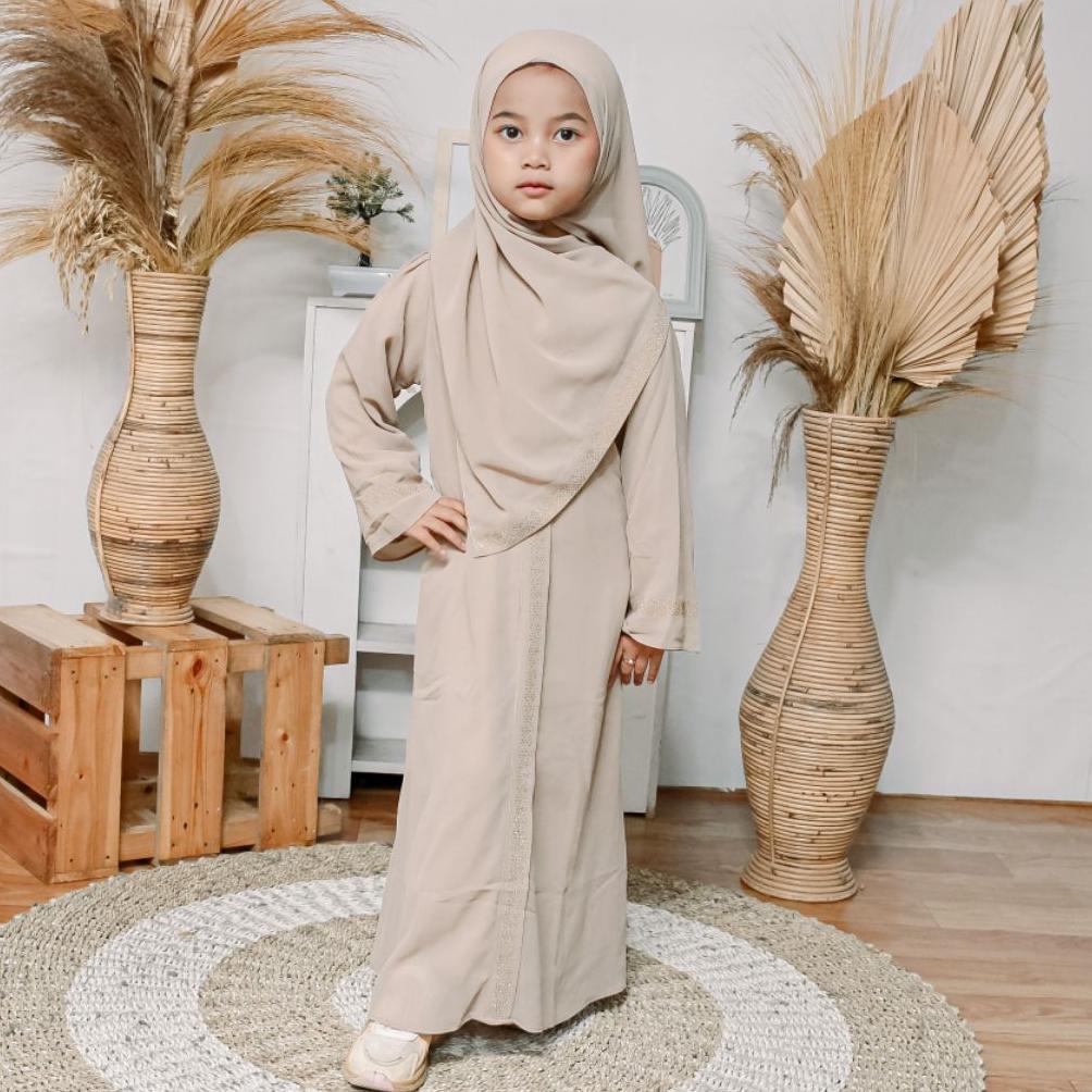 FREE ONGKIR LITTLEMALIKA X MAJIDAH ABAYA DUBAI ANAK FULL SIZE BAHAN CERUTY SET HIJAB DAN CADAR GAMIS