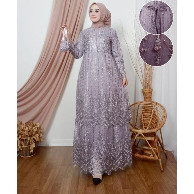 DE63 - SR Kebaya / Gamis Tingkat Azza SF / Kebaya Gamis Brokat Mewah Modern / Kebaya Gamis Pesta / B
