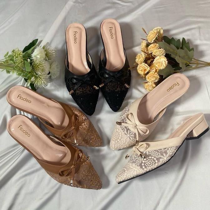 Terpopuler- Fladeo Bustong Brukat 3 Cm Sendal Pesta Wanita