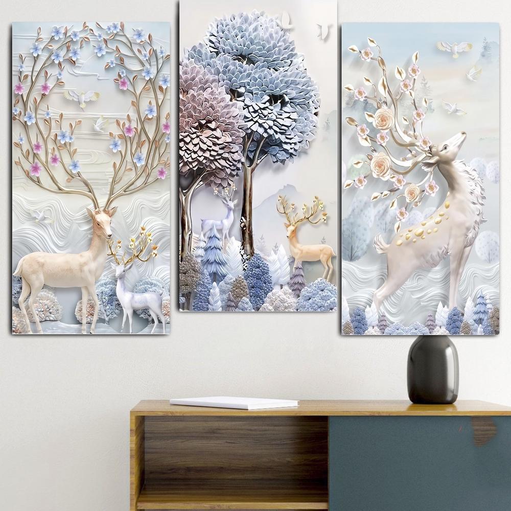 Grosir Hiasan Dinding Paket 3 Pcs Rusa Pemandangan Aesthetic (20X30Cm) Wall Decor Pajangan Dinding P
