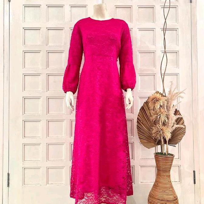 DR315 - GAMIS BROKAT TANGAN BALON/GAMIS BROKAT MUSLIM/GAMIS SERAGAM PESTA/GAMIS SERAGAM PENGAJIAN/GA