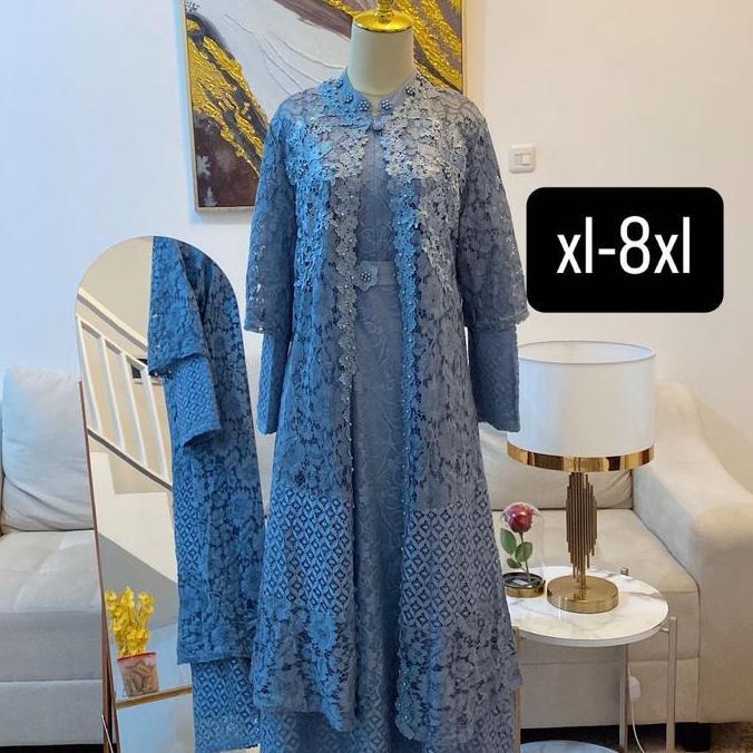 Instancodbisa- Gamis Awdella Outer M127 Brokat Mewah Muslim Pesta Dress Wanita Kondangan Dewasa Leba