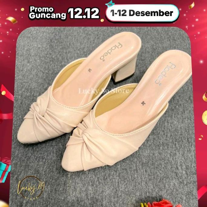 Terpopuler- Fladeo Sandal Wanita Cantik Heels 5Cm Variasi Pita Sendal Kerja  Shoes Pesta Perempuan