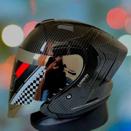 Cod,Bisa- Helm Half Face Js Armor Carbon Cewek/Cowok/ Paket Ganteng/Helm Pria/Helm Carbon/Helm Keren