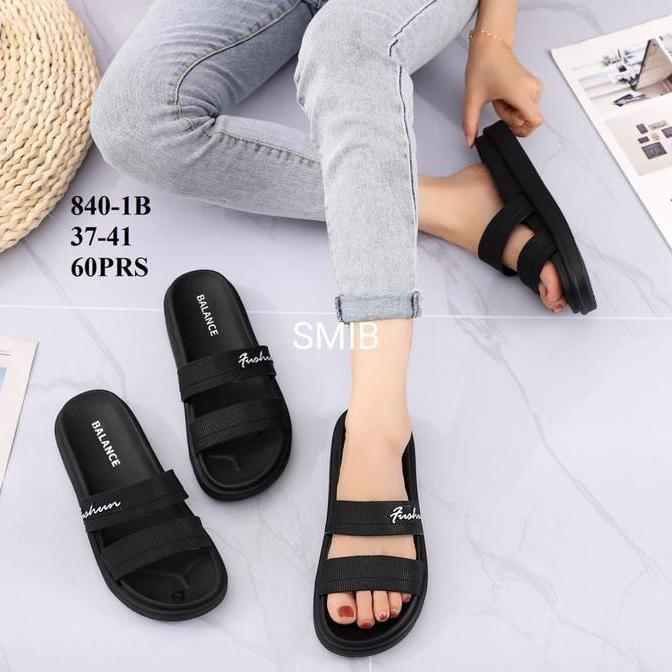 Terpopuler- Sandal Selop Wanita Karet Import Balance  Motif Ban 2 / 840-1B